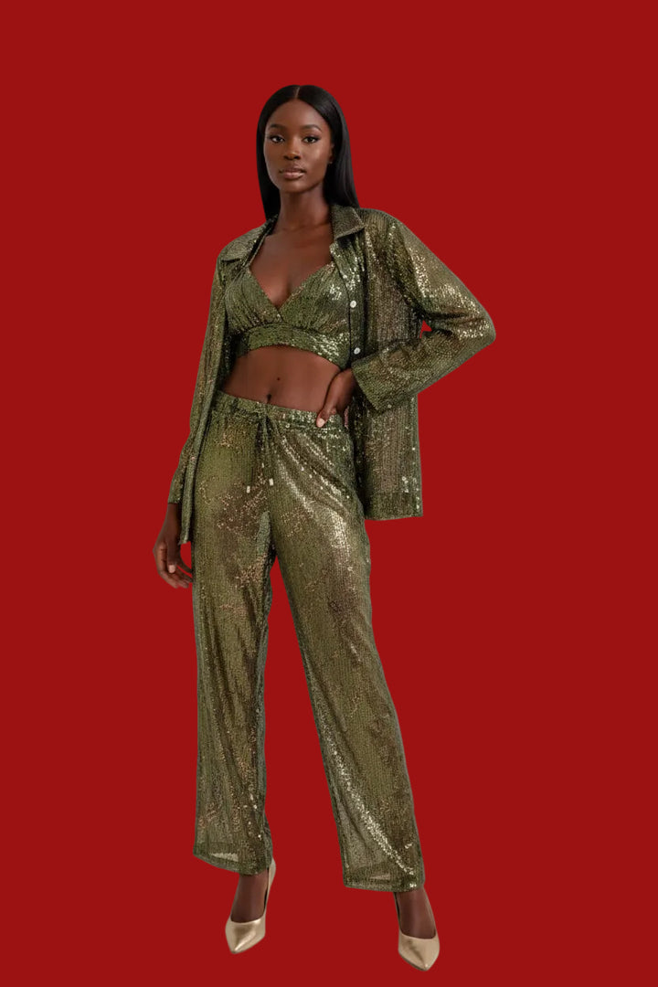 Conjunto Palazzo Ava Paetê Verde